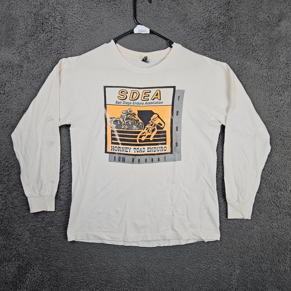Vintage 1988‎ SDEA Horney Toad Enduro Long Sleeve Shirt Mens Medium Anvil USA